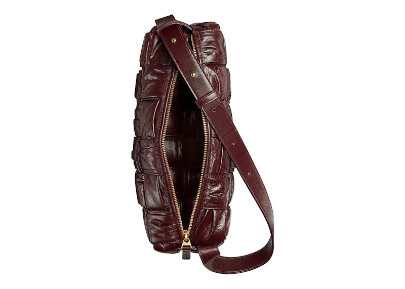 Bottega Veneta Plisse Intreccio Cassette Brick Shoulder Bag Barolo