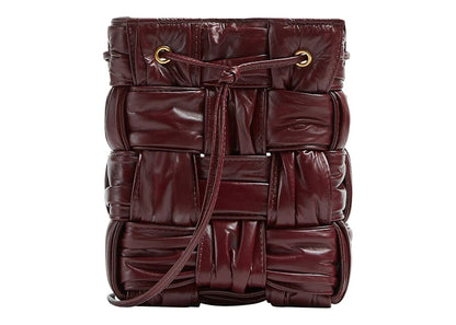 Bottega Veneta Plisse Intreccio Cassette Bucket Crossbody Bag Small Barolo