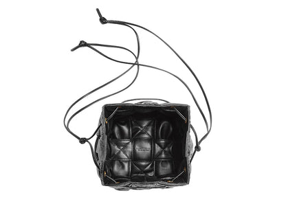 Bottega Veneta Plisse Intreccio Cassette Bucket Crossbody Bag Small Black