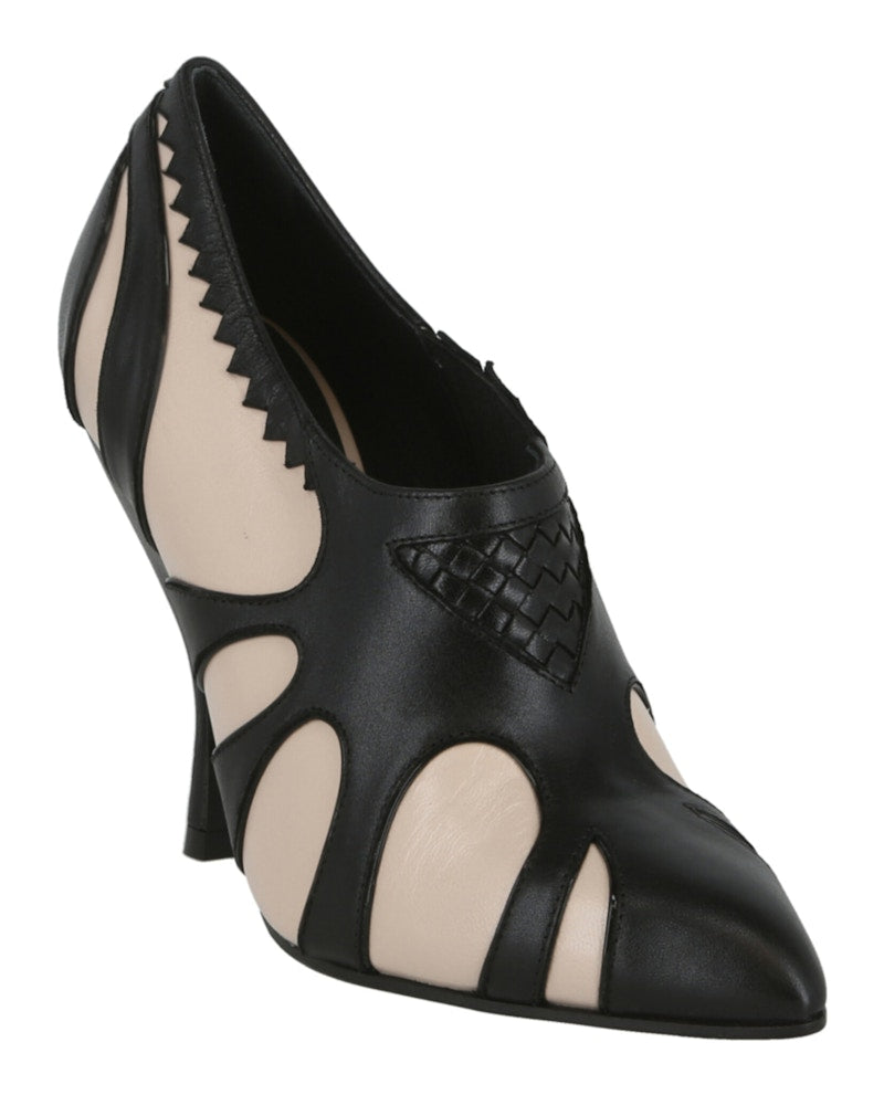 Bottega Veneta Pointed Toe Leather Pumps White Black (Women's)