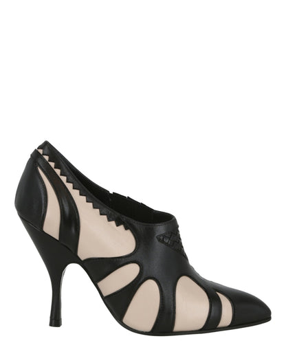 Bottega Veneta Pointed Toe Leather Pumps White Black (Women's)