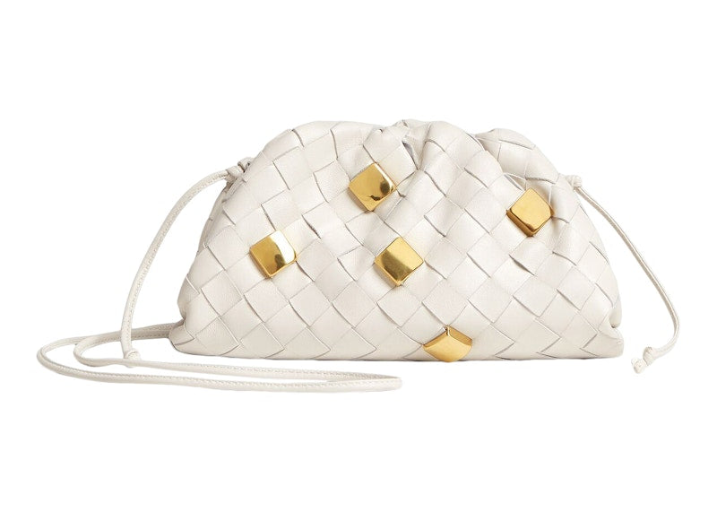 Bottega Veneta Pouch Mini Metallic Embellishment Chalk