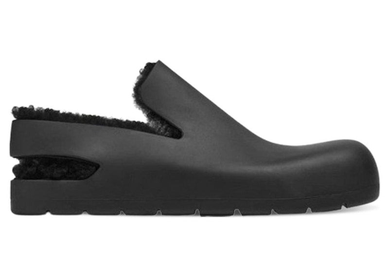 Bottega Veneta Puddle Shearling Rubber Slingback Sandal Black