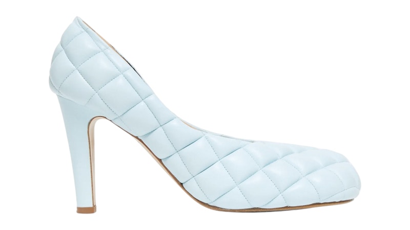 Bottega Veneta Quilted Pattern Leather Pumps Dream Blue