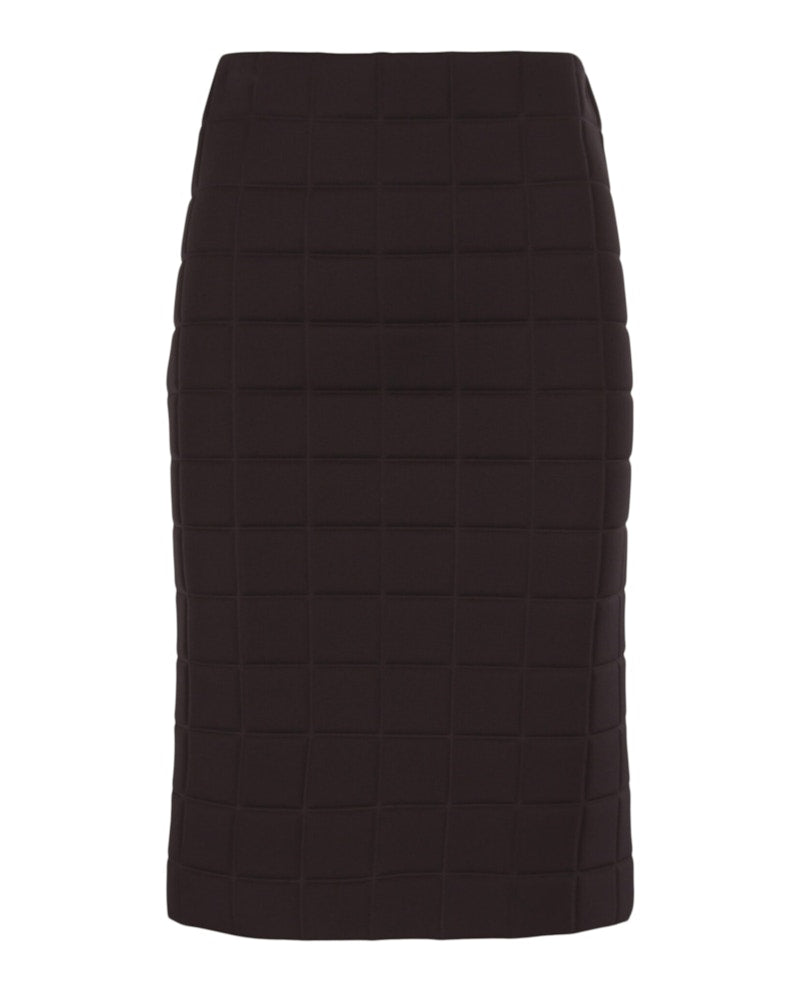 Bottega Veneta Quilted Pencil Skirt Chocolate