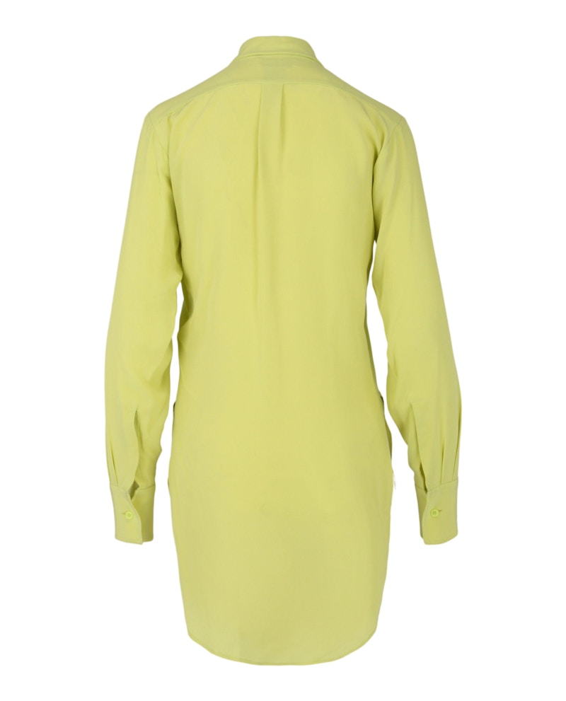 Bottega Veneta Quilted Plastron Detailed Tuxedo Shirt Acid Yellow