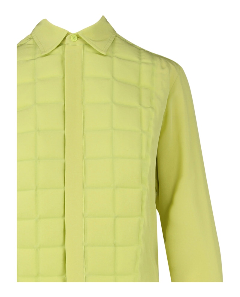 Bottega Veneta Quilted Plastron Detailed Tuxedo Shirt Acid Yellow