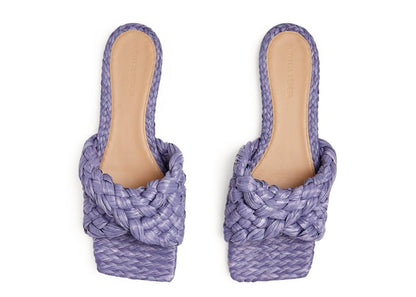Bottega Veneta Raffia Stretch Flat Sandals Lavender (Women's)