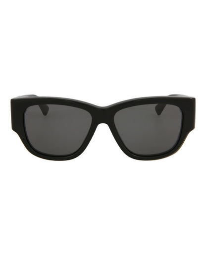 Bottega Veneta Rectangle-Frame Acetate Sunglasses Black Black Grey (BV1026S-30008355-001)