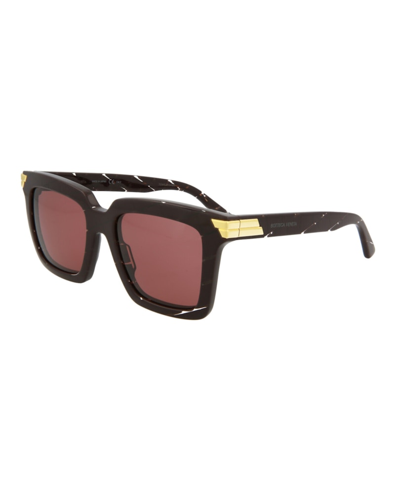 Bottega Veneta Rectangle-Frame Acetate Sunglasses Burgundy Burgundy Pink (BV1005S-30008310-009)