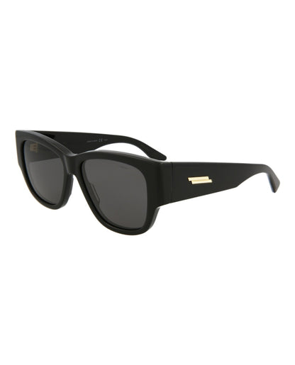 Bottega Veneta Rectangle Sunglasses Black/Black/Grey (BV1026S-30008355-001)
