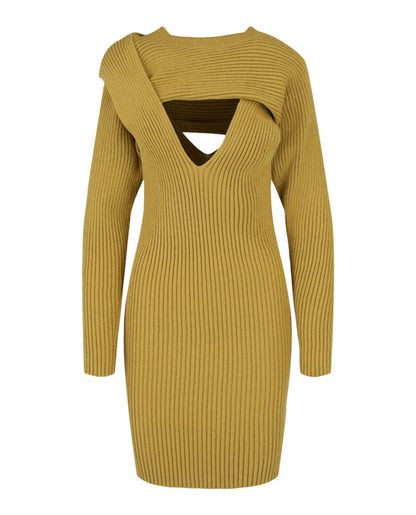 Bottega Veneta Ribbed-Knit Dress Pear