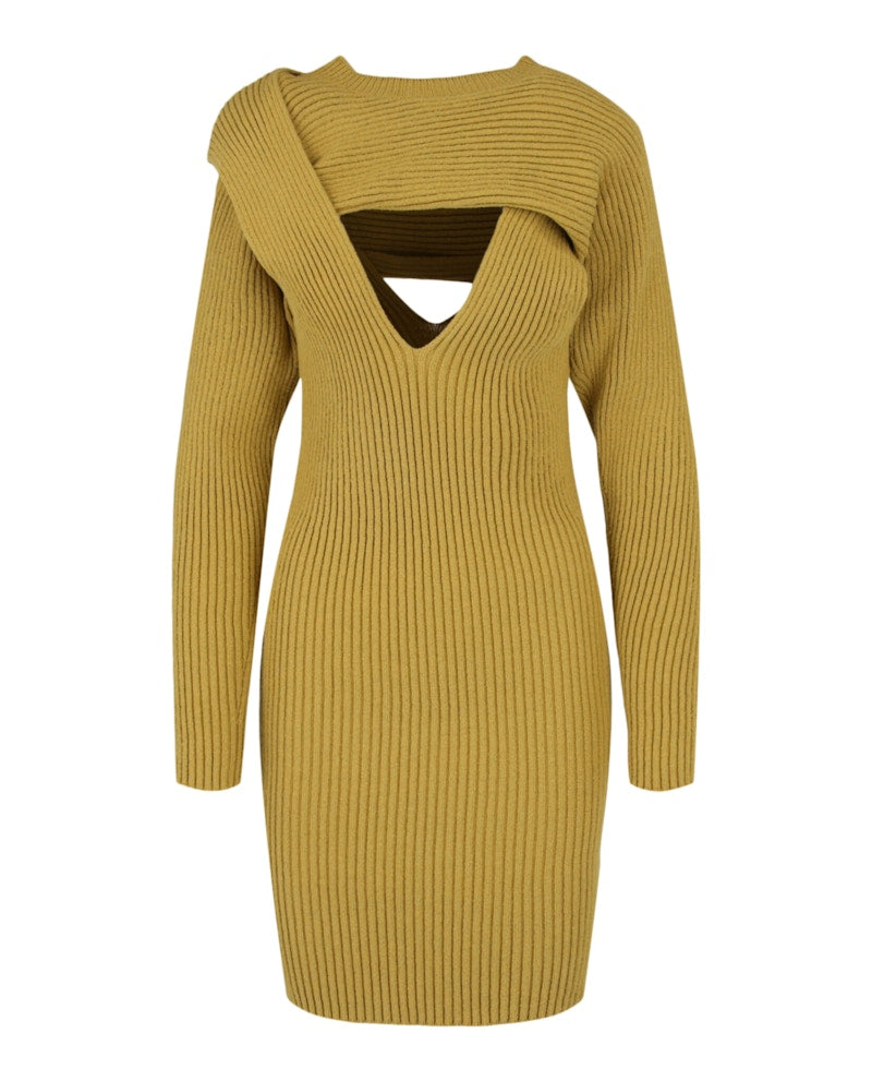 Bottega Veneta Ribbed-Knit Dress Pear