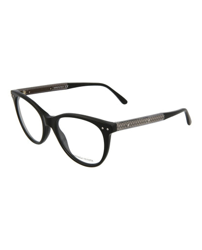 Bottega Veneta Round-Frame Acetate Optical Frames Black Grey Transparent (BV0129O-30001667-001)