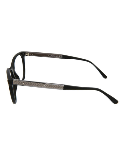 Bottega Veneta Round-Frame Acetate Optical Frames Black Grey Transparent (BV0129O-30001667-001)