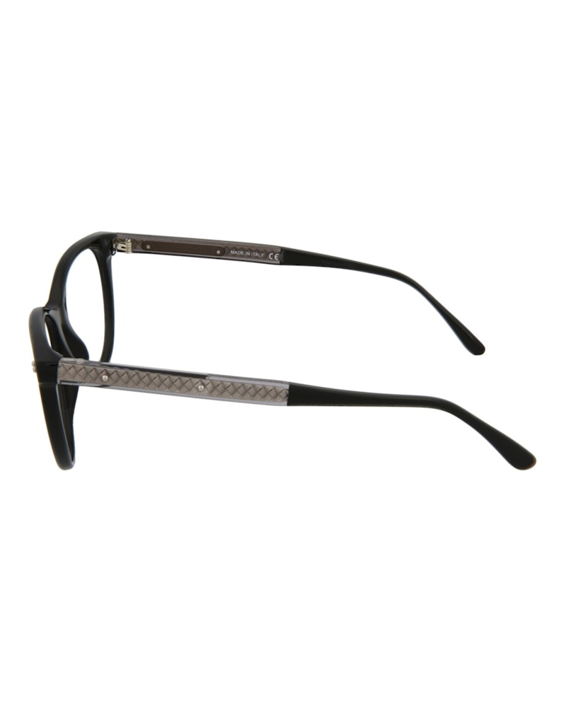 Bottega Veneta Round-Frame Acetate Optical Frames Black Grey Transparent (BV0129O-30001667-001)
