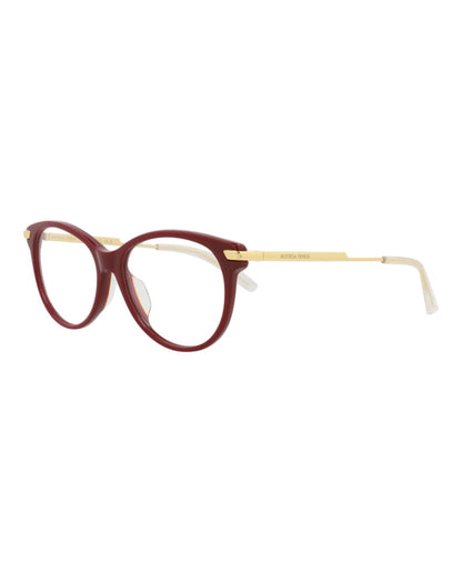 Bottega Veneta Round-Frame Acetate Optical Frames Burgundy Gold Transparent (BV1039O-30008542-004)