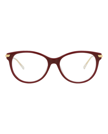 Bottega Veneta Round-Frame Acetate Optical Frames Burgundy Gold Transparent (BV1039O-30008542-004)