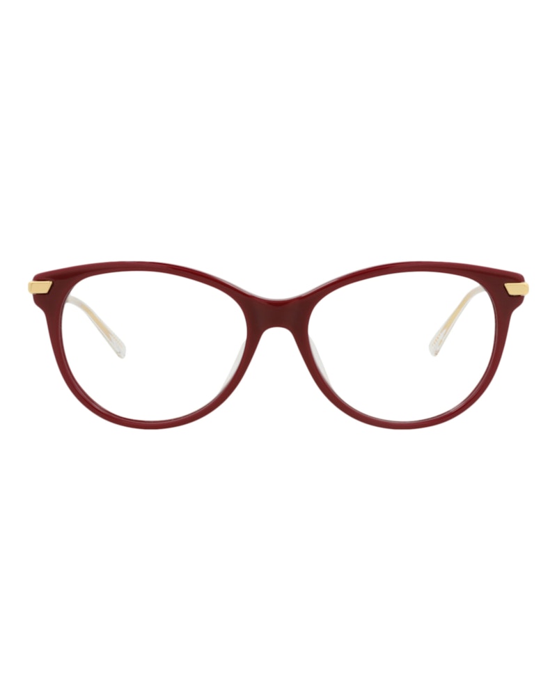 Bottega Veneta Round-Frame Acetate Optical Frames Burgundy Gold Transparent (BV1039O-30008542-004)