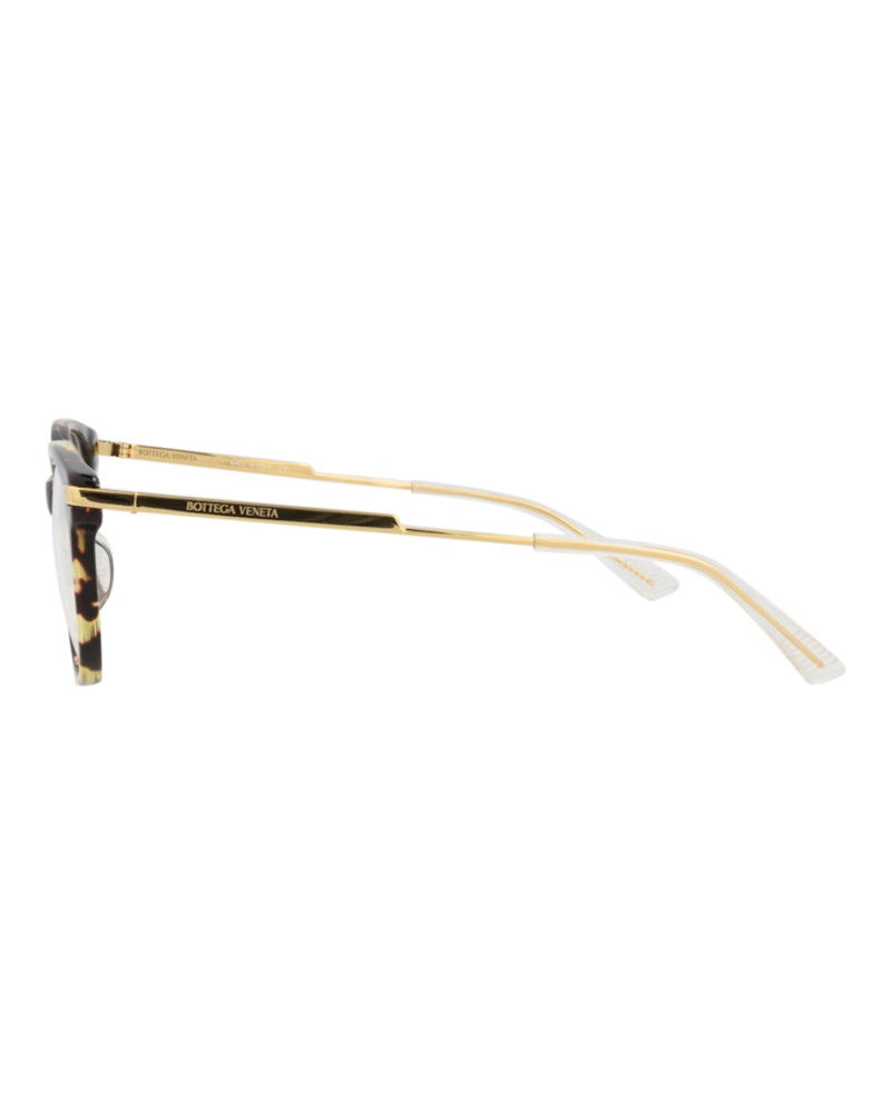 Bottega Veneta Round-Frame Acetate Optical Frames Havana Gold Transparent (BV1039O-30008542-002)