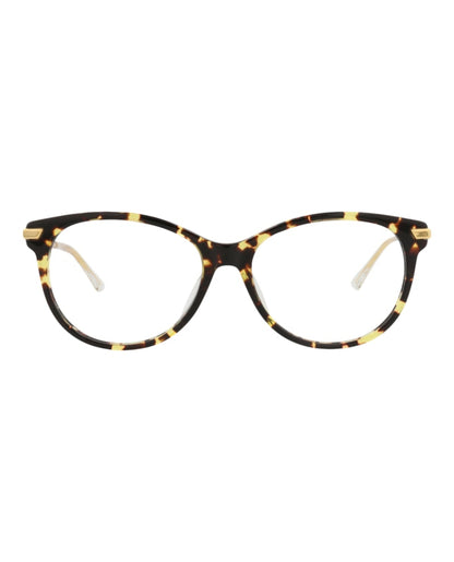 Bottega Veneta Round-Frame Acetate Optical Frames Havana Gold Transparent (BV1039O-30008542-002)
