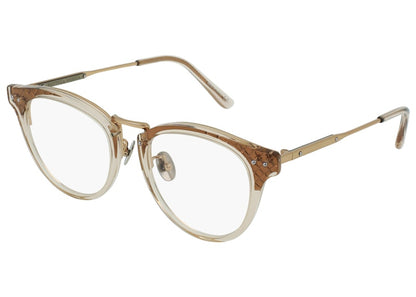 Bottega Veneta Round-Frame Acetate Sunglasses Nude/Gold/Transparent (BV0144O-30001689-004)