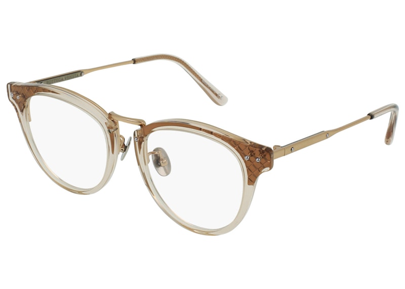 Bottega Veneta Round-Frame Acetate Sunglasses Nude/Gold/Transparent (BV0144O-30001689-004)