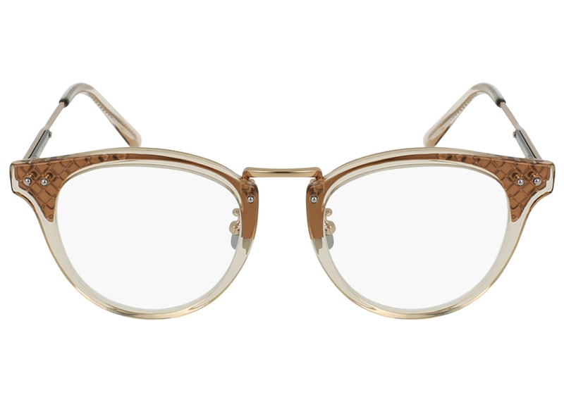 Bottega Veneta Round-Frame Acetate Sunglasses Nude/Gold/Transparent (BV0144O-30001689-004)