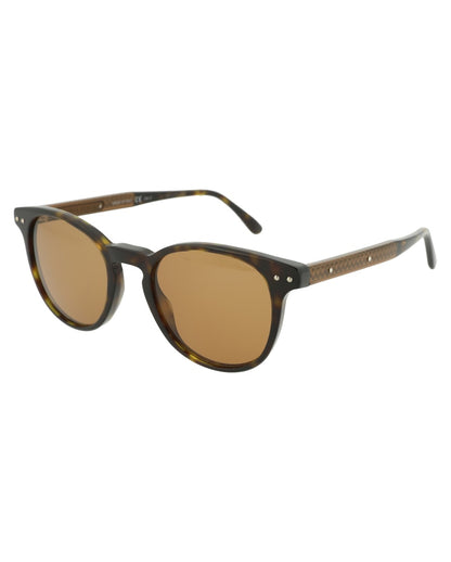 Bottega Veneta Round-Frame Acetate Sunglasses Shiny Dark Havana (BV0128S-30001665-002)