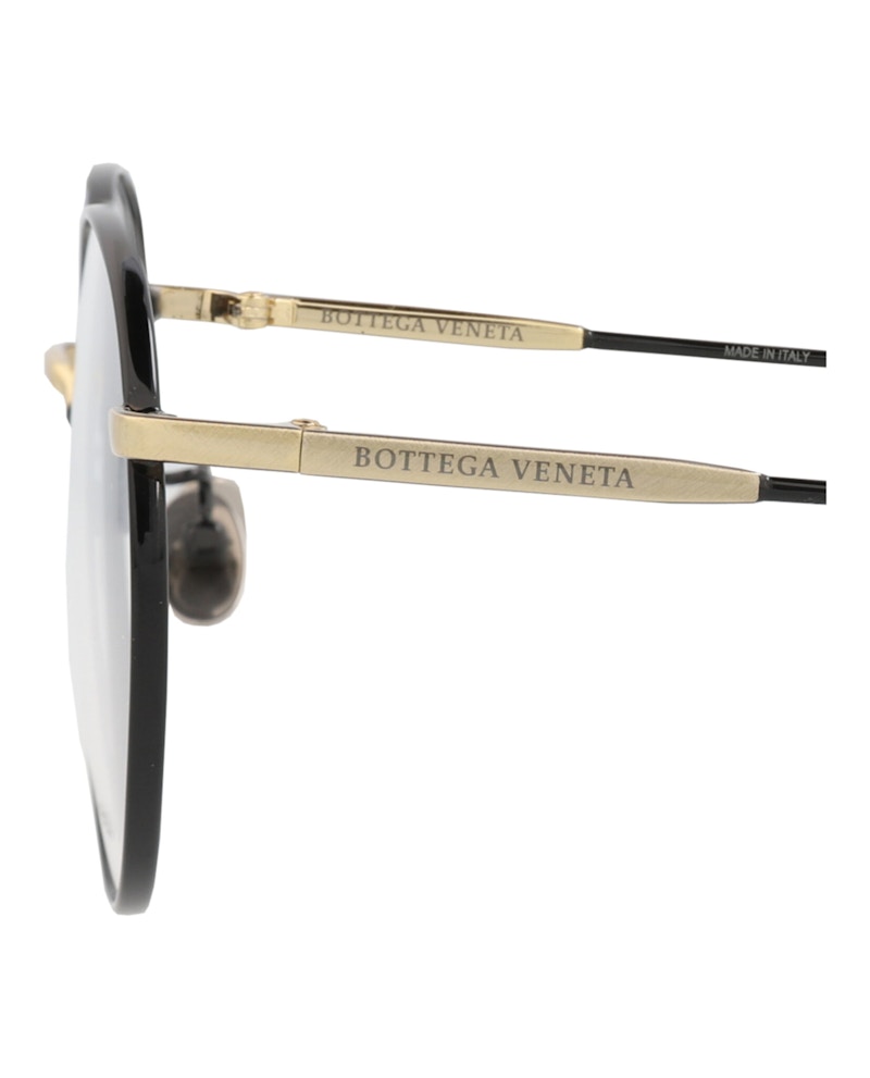 Bottega Veneta Round-Frame Metal Optical Frames Black Black Transparent (BV0214O-30003010-001)