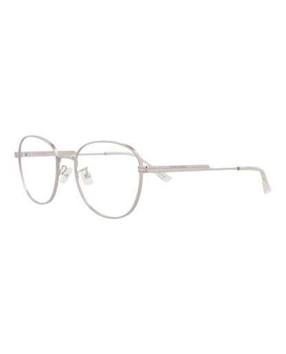 Bottega Veneta Round-Frame Metal Optical Frames Ruthenium Ruthenium Transparent (BV1044O-30008519-003)
