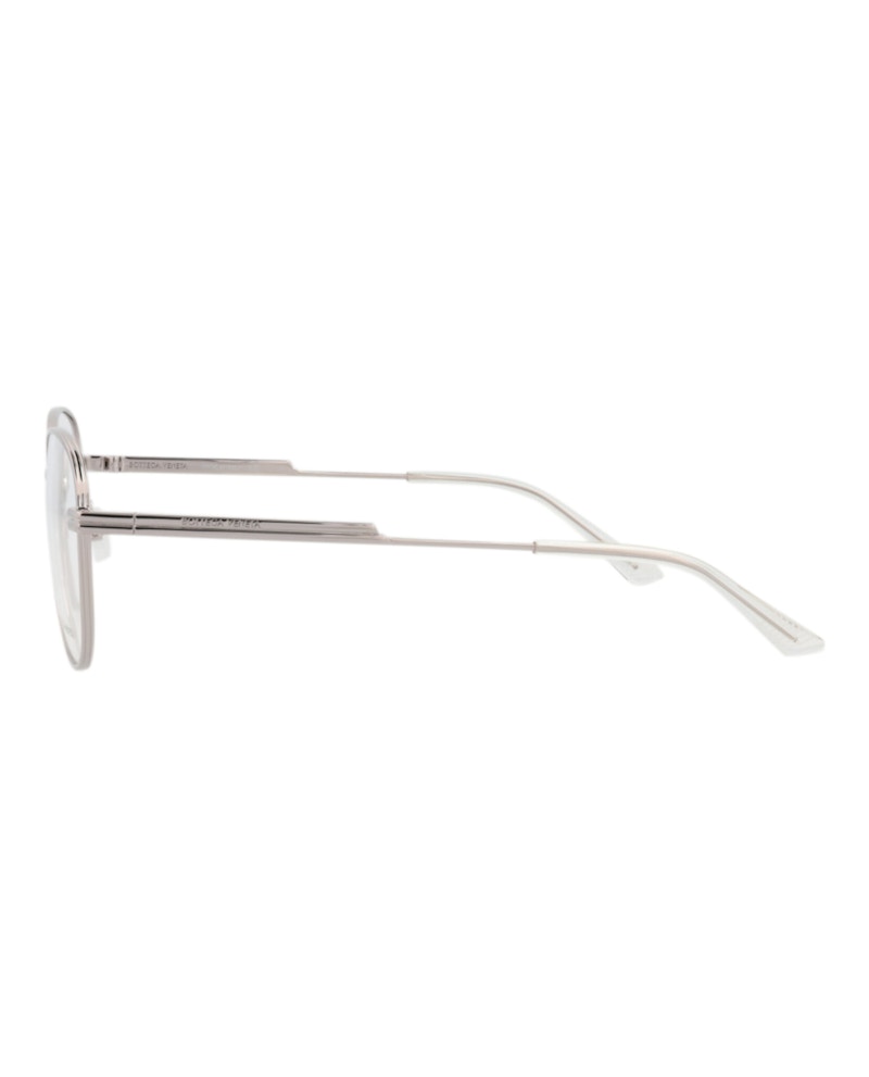Bottega Veneta Round-Frame Metal Optical Frames Ruthenium Ruthenium Transparent (BV1044O-30008519-003)