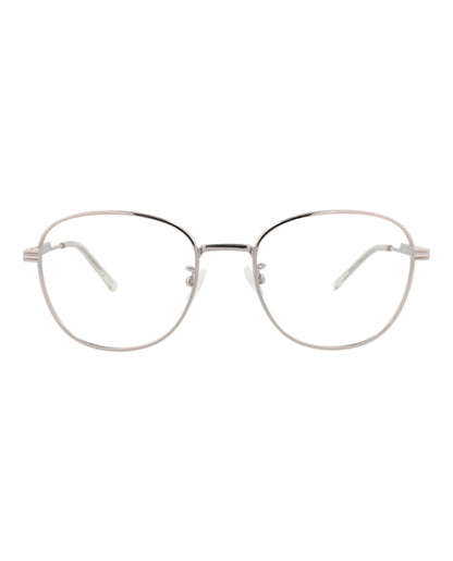 Bottega Veneta Round-Frame Metal Optical Frames Ruthenium Ruthenium Transparent (BV1044O-30008519-003)