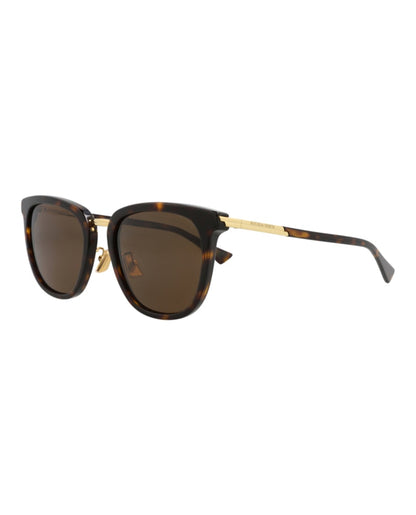 Bottega Veneta Round-Frame Recycled Acetate Sunglasses Havana Gold Brown (BV1298SA-30015199-002)