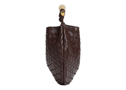 Bottega Veneta Sardine Intrecciato Top Handle Small Bitter Chocolate
