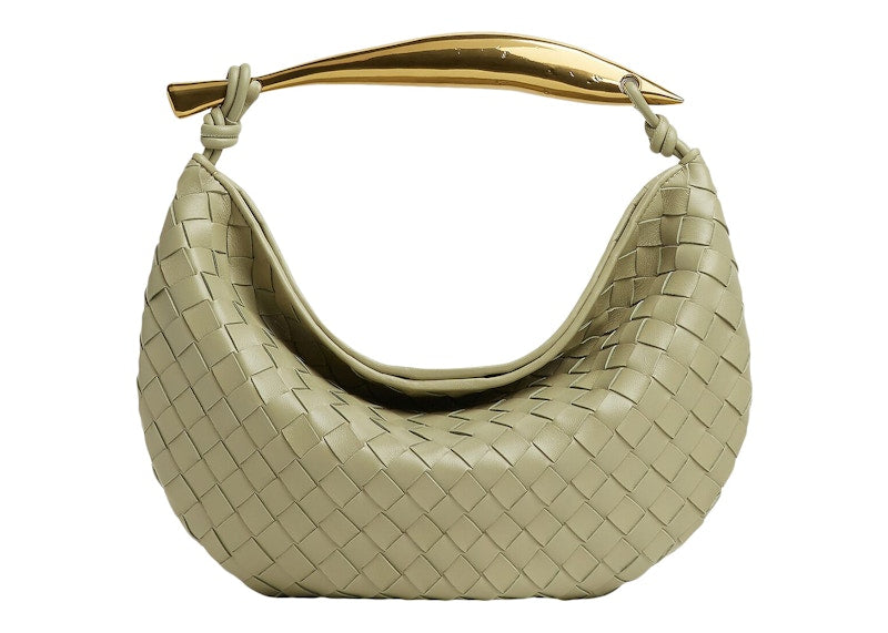 Bottega Veneta Sardine Intrecciato Top Handle Small Travertine