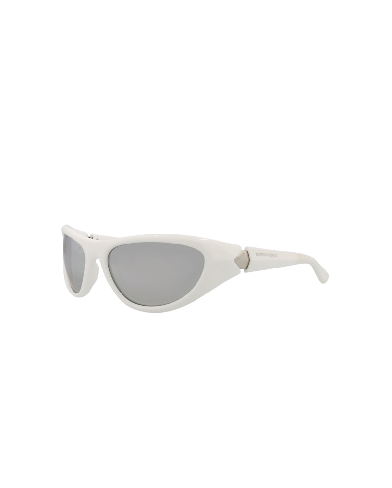 Bottega Veneta Shield Wrap Sunglasses White/White/Silver (BV1247S-30014486-005)