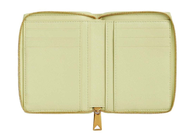Bottega Veneta Small Cassette Bi-Fold Zip Wallet Lemon Washed