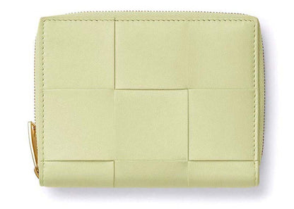 Bottega Veneta Small Cassette Bi-Fold Zip Wallet Lemon Washed