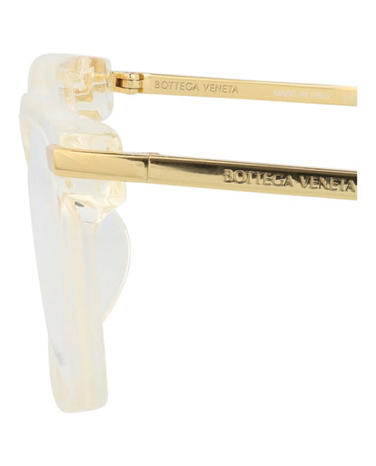 Bottega Veneta Square-Frame Acetate Optical Frames Beige Gold Transparent (BV1040OA-30008545-003)