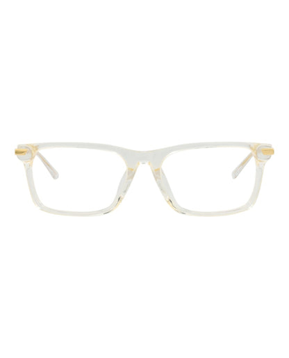 Bottega Veneta Square-Frame Acetate Optical Frames Beige Gold Transparent (BV1040OA-30008545-003)