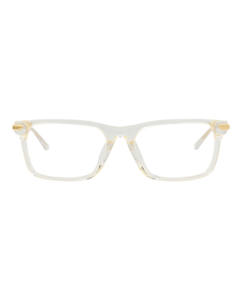 Bottega Veneta Square-Frame Acetate Optical Frames Beige Gold Transparent (BV1040OA-30008545-003)