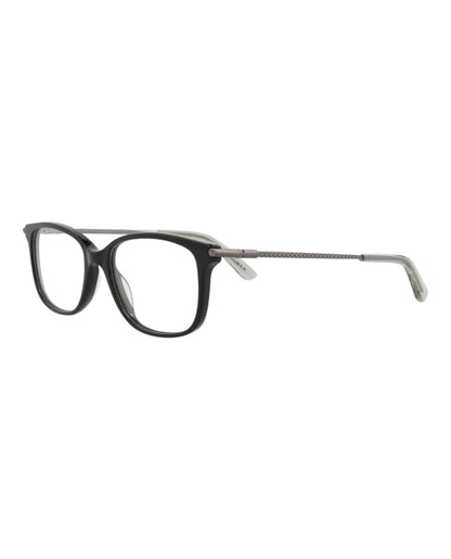 Bottega Veneta Square-Frame Acetate Optical Frames Black Ruthenium Transparent (BV0255O-30008296-001)