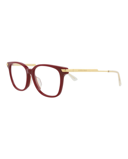 Bottega Veneta Square-Frame Acetate Optical Frames Burgundy Gold Transparent (BV1074OA-30009055-004)