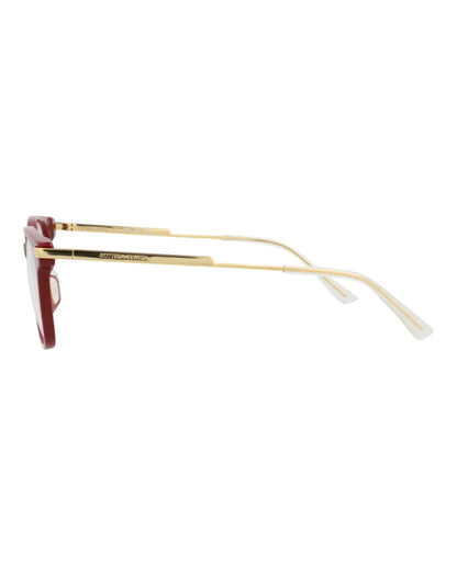 Bottega Veneta Square-Frame Acetate Optical Frames Burgundy Gold Transparent (BV1074OA-30009055-004)