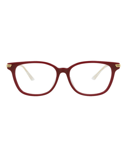 Bottega Veneta Square-Frame Acetate Optical Frames Burgundy Gold Transparent (BV1074OA-30009055-004)