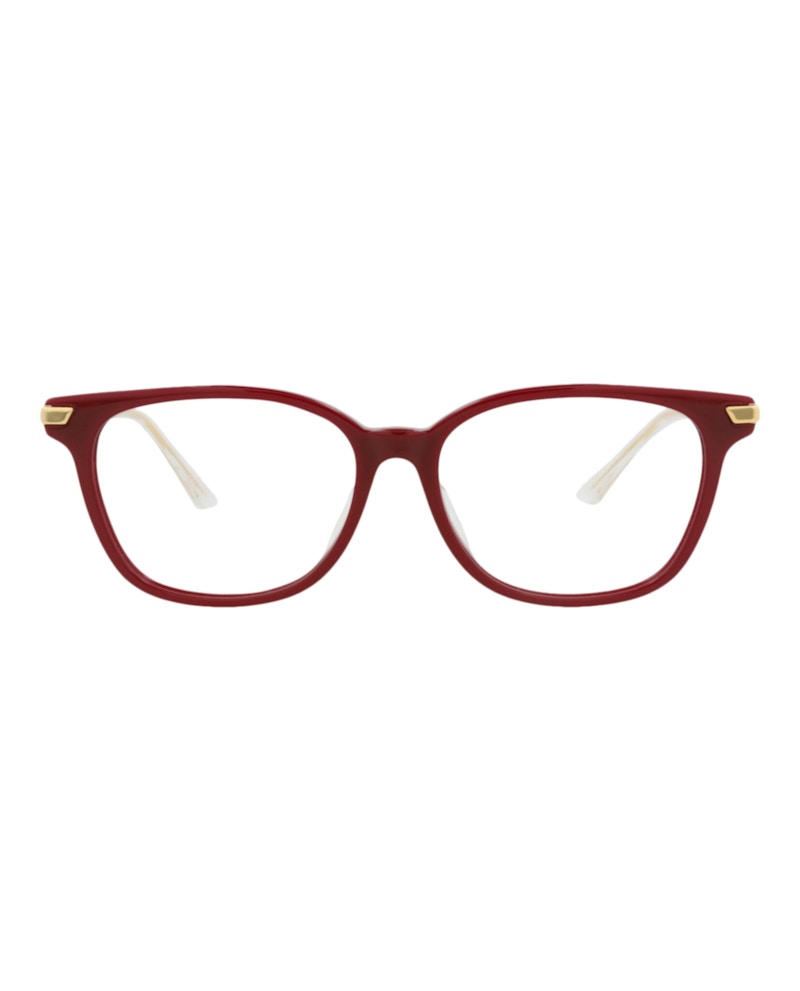 Bottega Veneta Square-Frame Acetate Optical Frames Burgundy Gold Transparent (BV1074OA-30009055-004)