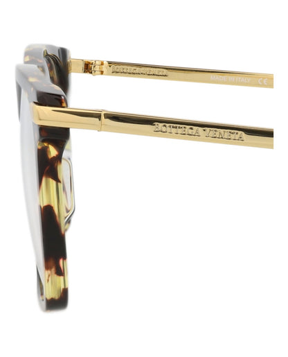 Bottega Veneta Square-Frame Acetate Optical Frames Havana Gold Transparent (BV1071O-30009023-002)