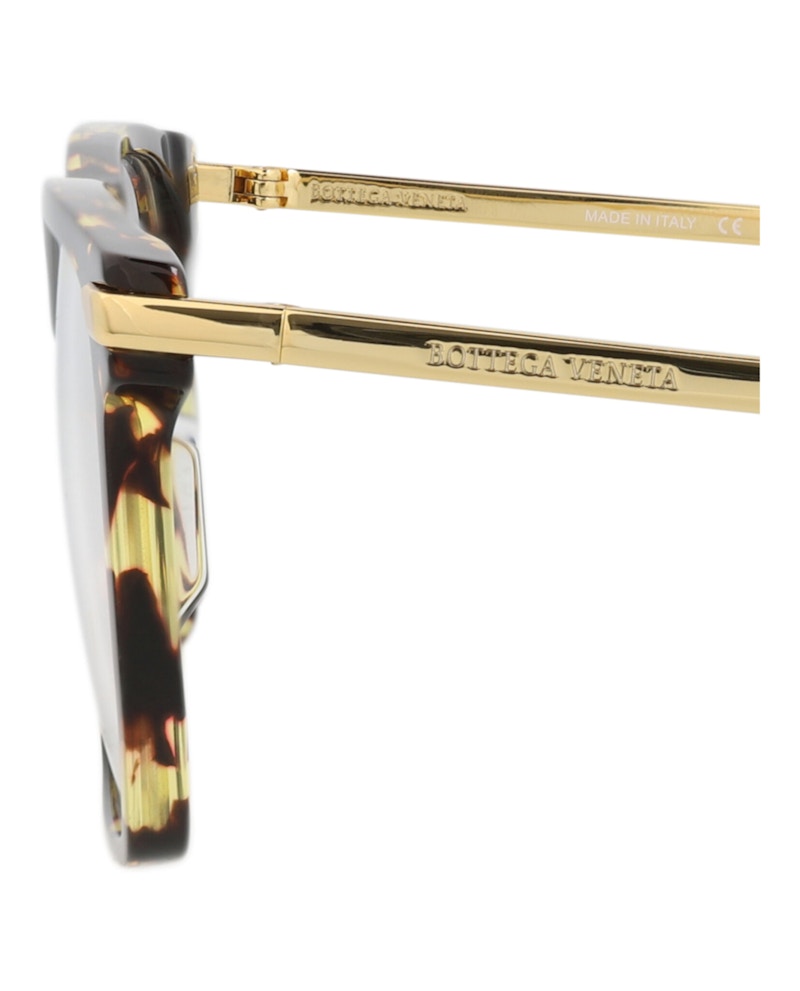 Bottega Veneta Square-Frame Acetate Optical Frames Havana Gold Transparent (BV1071O-30009023-002)
