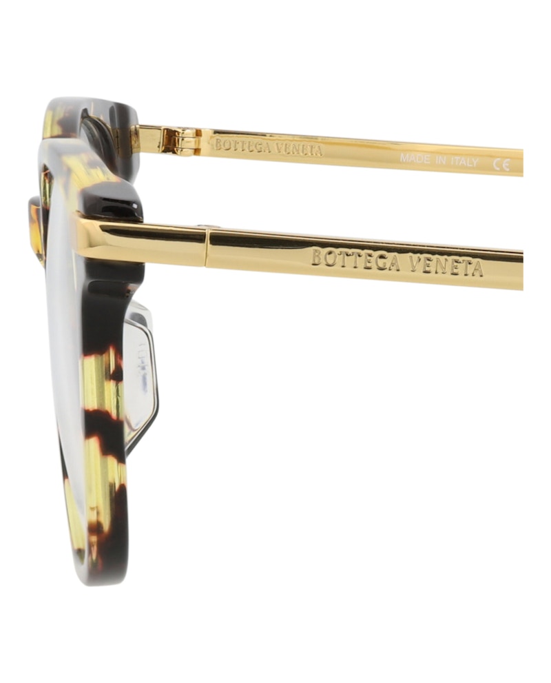 Bottega Veneta Square-Frame Acetate Optical Frames Havana Gold Transparent (BV1074OA-30009055-002)